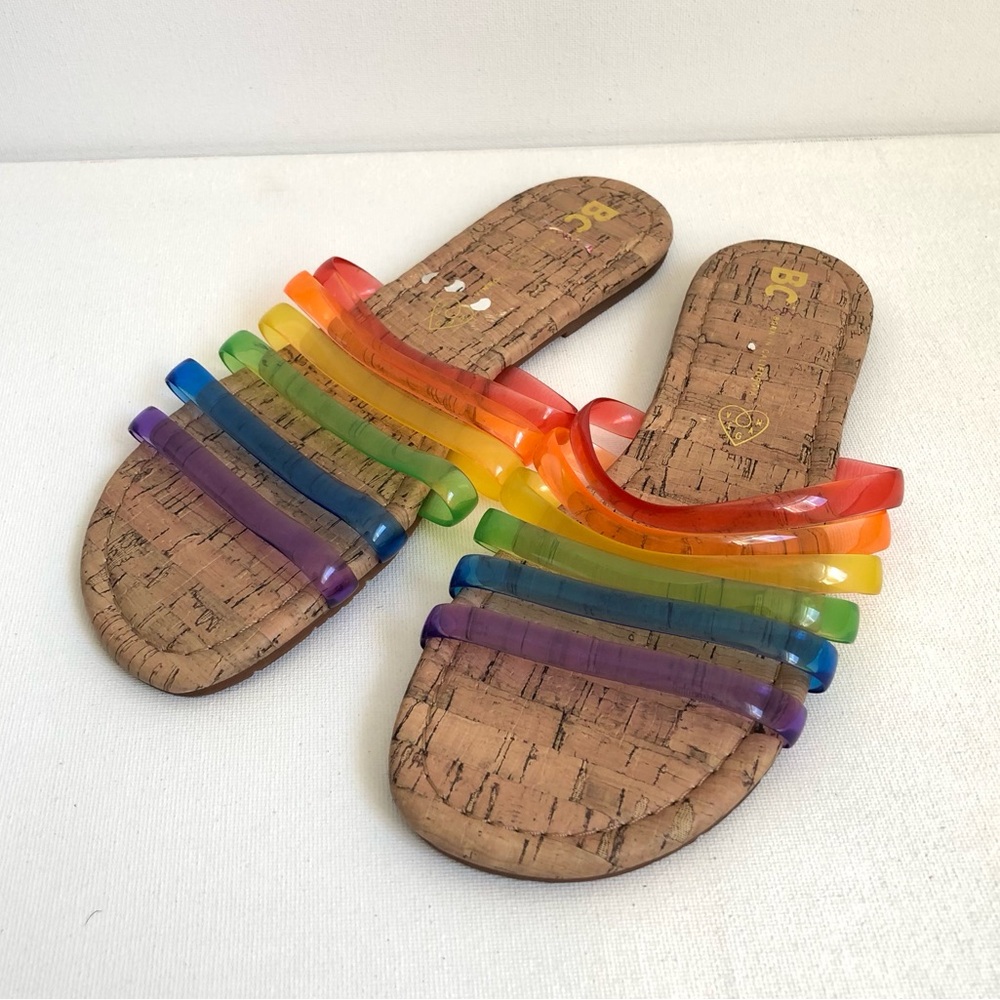 BC Footwear Born in California For You II Rainbow Strap Sandals Sz 8.5
